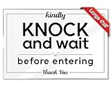 Essentials for Hosts -Entry Reminder: Kindly Knock and Wait Before Entering - 4x6 Acrylic Sign w/Mounting Tape - Door Entry Etiquette Notice for Rental Home, Office, Hotel - Entry Request Sign