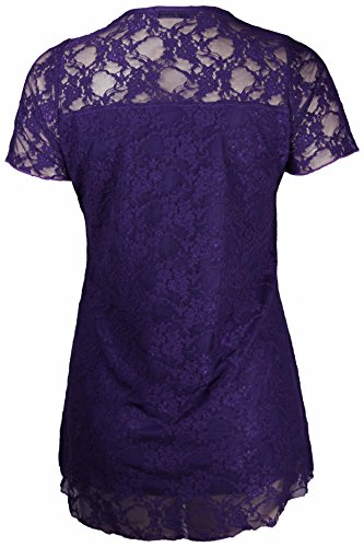 Nuovo Womens Pizzo Floreale Manica Corta Fiorata