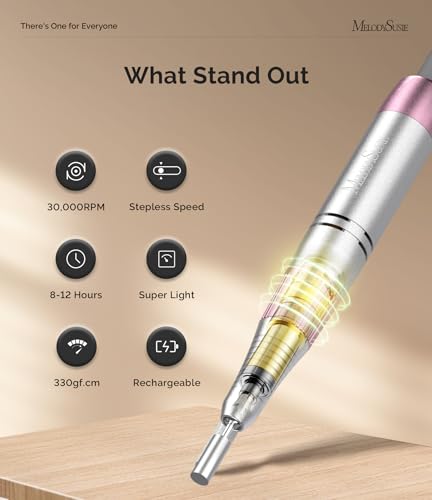 MelodySusie Clip-On Cordless 2-in-1 Nail Drill with Adjustable Built-in Stand, SC330G 30000RPM E-File for All Manicure Shaping & Gel Removal, Ideal for Training, Nail Art Practice at Home (Rose) - Image 2