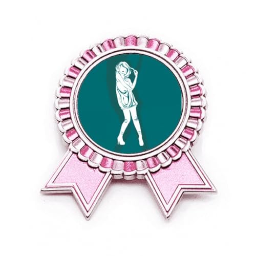Broche rose de taille M motif Outline Girl en métal