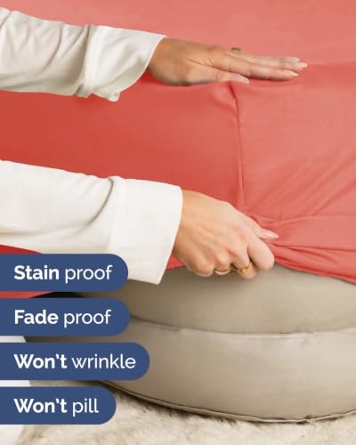 Image of Extra Deep Flex Top Split Head King Fitted Sheet - Hotel Luxury Single Fitted Sheet Only - Easily Fits 18 inch to 24 inch Mattress - Ultra Soft, Wrinkle Free w /Extra Deep Pockets - Coral