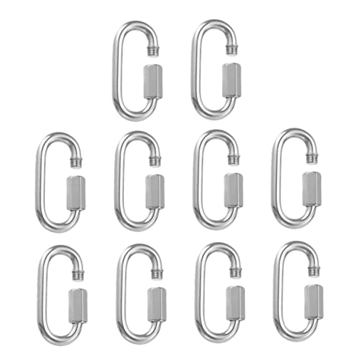 TOPBATHY 10pezzi Maglia Di Catena Vite Ad Anello Maglia Rapida Gancio Per Catena Antiruggine e Resistente Alla Corrosione Connettore Per Per Amaca Altalena Rimorchio Da Campeggio