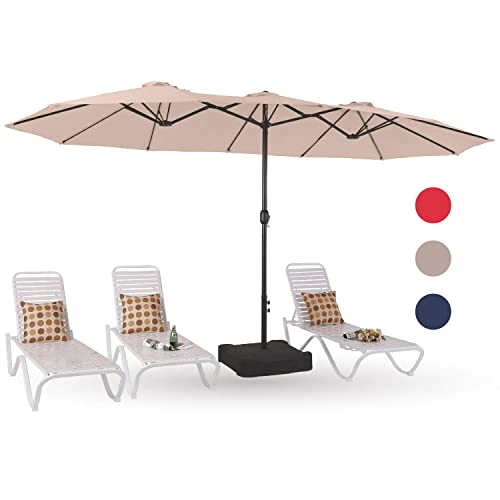 PHI VILLA 15ft Large Patio Umbrellas with Base Included, Outdoor Double-Sided Rectangle...