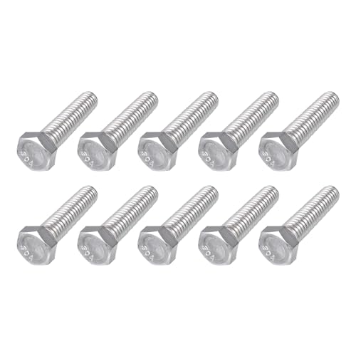 Image of METALLIXITY Hex Head Bolts (3 /8-16 x 1-1 /2 inch) 25Pcs, 304 Stainless Steel 18-8, Fully Threaded, External Hex Drive, Plain Finish, Hex Head Screw Bolt, Silver