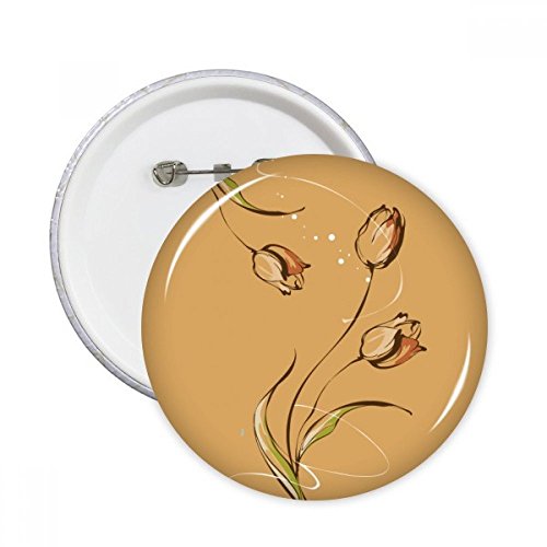 Badge fleur tulipe peinte à la main lot de 5 broches rondes multicolores pour vêtement taille M