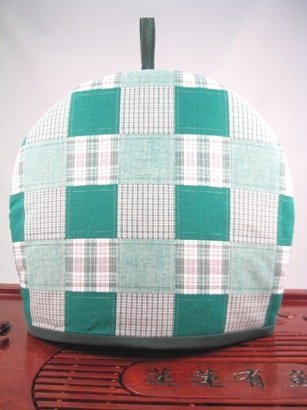 Country Plaid Tea Cozy, Green with Green Trim