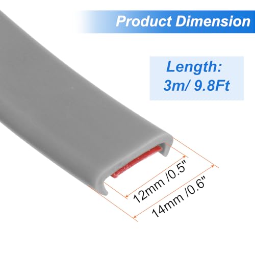 Image of uxcell U-Shape Edge Banding, 9.8ft x 12mm TPE Self-Adhesive Veneer Edging, Plywood Edge Trim Flexible Furniture Edge Protector for Countertop Cabinet Shelf Repair Restoration (Grey)