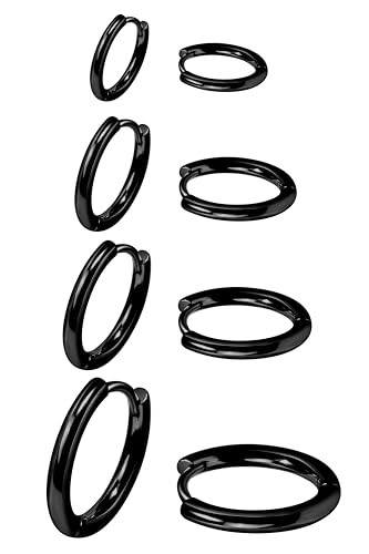 Image of Small Gold Huggie Hoop Earrings Set for Women Men Hypoallergenic 14K Plated Stack Cartilage Earrings, Sterling Silver Multiple Piercing Lightweight Mini Thin Cute Dainty Trendy Jewelry Gifts for Women