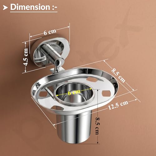 Image of Plantex J4 Stainless Steel Toothbrush Holder for Bathroom /Toothbrush Stand for Bathroom /Tumbler Holder /Bathroom Accessories (Chrome Finish) Onix