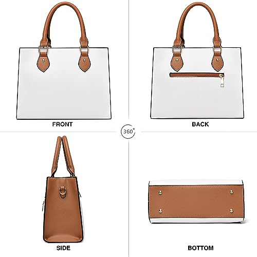 Image of CHICAROUSAL Crossbody Purses and Handbags for Women PU Leather Tote Top Handle Satchel Shoulder Bags (White -BR)