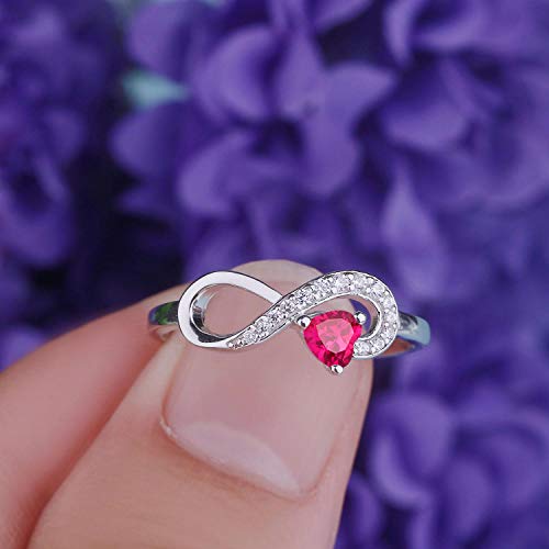 Jo Wisdom Infinity Heart Promise Rings For Her Sterling Silver Friendship Ring July Birthstone Ring #TOP3