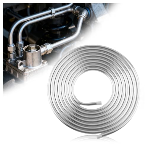16Ft 3/8 Fuel Line Aluminum Tube,Cuttable & Bendable 650 PSI Metal Fuel Line Gas Lines Replacement,Universal Aluminum Tubing Car Accessories for Fuels/Transmission System (3/8in)