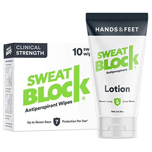 SweatBlock Antiperspirant Bundle Deal, Wipes (1 box) and Lotion (1 box), Reduce Excessive Underarm Sweating, Hand Sweating, and Smelly Feet.