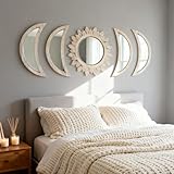 Cpcdaosk 5 espejos de fase lunar montados en la pared, dormitorio