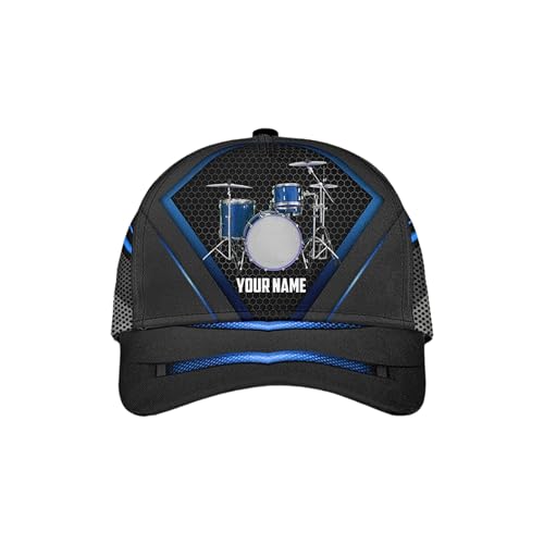 Motocicleta Gorra Tambores Impresos con Instrumentos Musicales Azules Ajustable Sombrero Secado Rápido Gorra El Sol para Verano Tenis Hip Hop