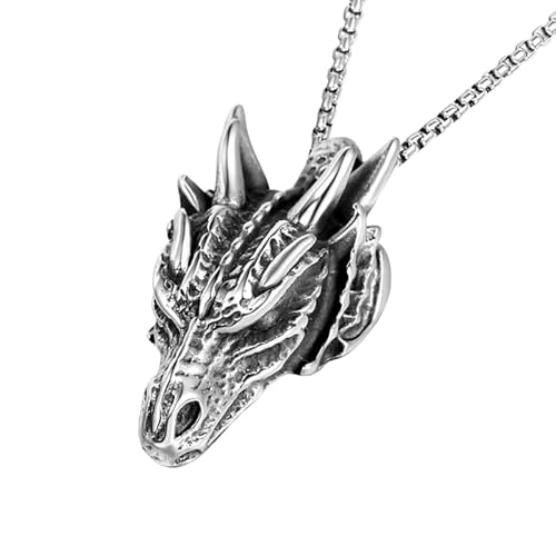 Collier amulette bijoux cadeau pour homme pendentif totem dragon mythologique