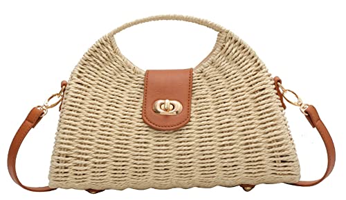 Summer Straw Bag for Women Straw Hand-woven Top-handle Handbag Crossbody Tote Clutch Bags for Travel Medium by Obosoyo - Used condition - US$16.08