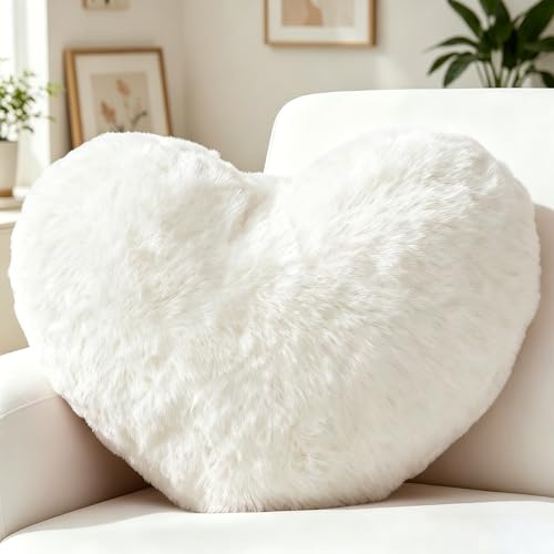 Coussin en forme de cœur en peluche, coussin douillet en peluche, coussin décoratif, cadeau romantique pour un anniversaire, la Saint-Valentin ou la fête...