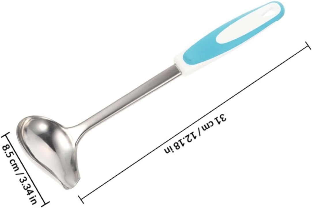 SECFOU 2pcs Small Stainless Steel Sauce Ladles with Non-slip Handle and Pouring Spout, Steak Sauce Spoon Set for Kitchen Cooking and Gravy Serving