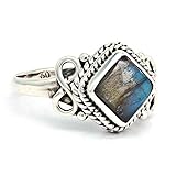 Hergestellt in Indien Ring Silber 925 Sterlingsilber Labradorit Stein (Nr: MRI 189), Ringgröße:60 mm/Ø 19.1 mm