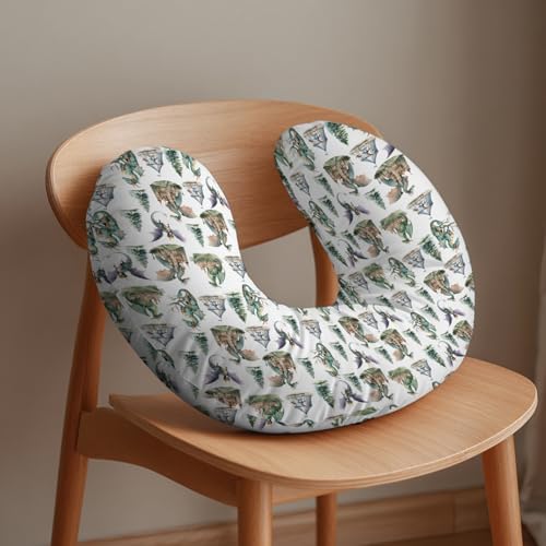 Fantasy Green Dragons Castles Nursing Pillow Covers Fairytale Dragons Trees Removable Nursing Cover for Breastfeeding Pillows Magical Animal Soft Pillows Slipcover for Boys Girls — 사진 5