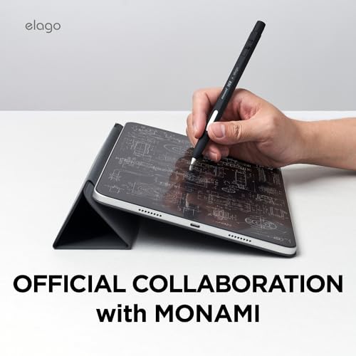 Image of elago x MONAMI Compatible with Apple Pencil Pro Case & Apple Pencil 2nd Generation Case, Compatible with Magnetic Charging, Double Tap, Squeeze, Haptic (Must Read Installation Instructions) (Black)