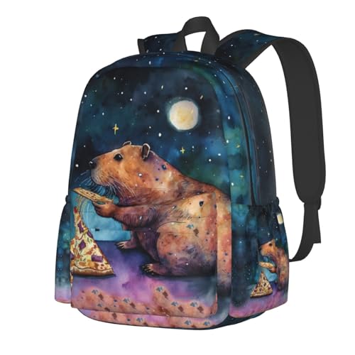Mochila escolar leve mochila casual para meninas, meninos, mulheres, homens, viagem, laptop de 40 cm, Galaxy Pizza, 16x11x5.5 inches, Mochilas Daypack