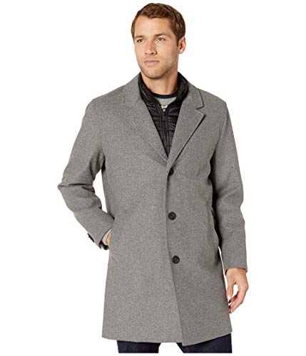 Cole Haan Laminated Wool Buttoned Coat w/Lapel Collar Light Grey XL