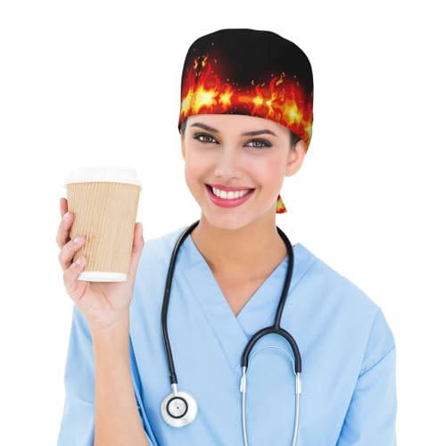 Image of Adjustable Working Cap Breathable Unisex Women Men Elastic Bandage Tie Back Hats Scrub Nursing Doctor Surgeon Cap