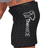TheraICE Knee Ice Pack Wrap PRO Compression Sleeve, Reusable Gel Cold Packs Brace Also for Elbow, Ankle & Calf - Flexible Cold Wrap Recovery, FocusZone Technology for Extra Cooling & Pressure (M)