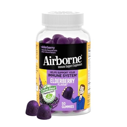 Airborne Elderberry + Zinc & Vitamin C Gummies For Adults, Immune Support Vitamin D & Zinc Gummies With Powerful Antioxidant Vitamins C D & E - 50 Gummies, Elderberry Flavor