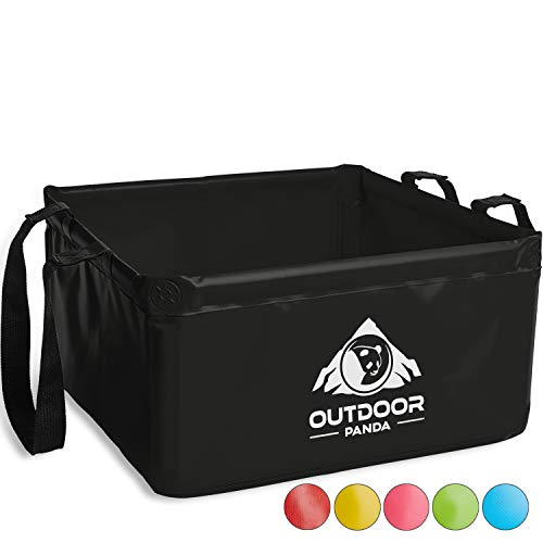 OUTDOOR PANDA Faltschüssel 20L | Faltbare Spülschüssel Camping | Faltbarer Eimer aus Planen Gewebe | Waschschüssel Plastik | Schüssel Groß | Eckig | Schwarz Cover