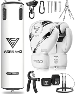 ASBRAVO 4ft Weiß Boxsack Set