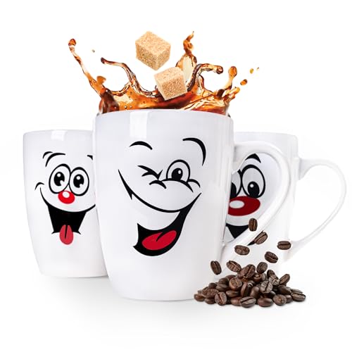 KONZEPT Kaffeetassen Set 6er, Kaffeebecher 300ml aus keramik, witzige...