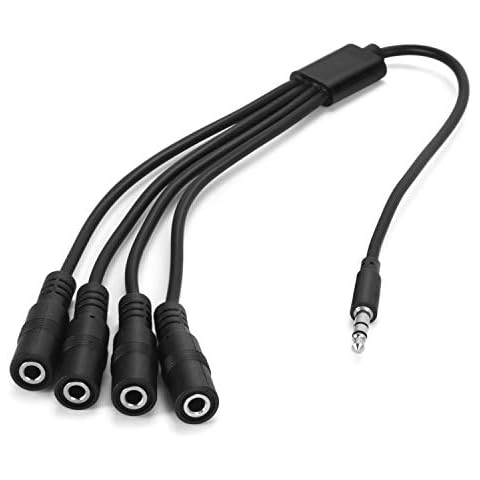3.5mm Headphone Splitter Cable,ONXE 1/8 Inch AUX Stereo Jack Audio Splitter 1 Male to 2 3 4 Female Adapter Cable for Mp3 Player Mobile Phone Laptop, PC Headphone Speakers(Black) Cover
