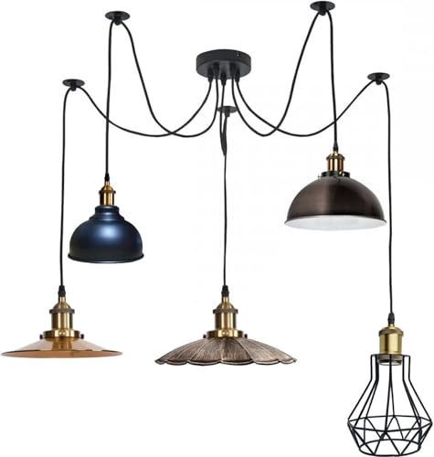 Lámpara colgante retro industrial de 5 vías LEDSone para crear ambientes cálidos en el bar o salón