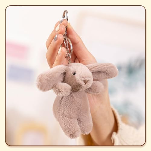 Cute Bunny Plush Keychain for Backpack, 3.5" Inch Mini Rabbit Keychain Purse Charm Pendant Gift for Women2