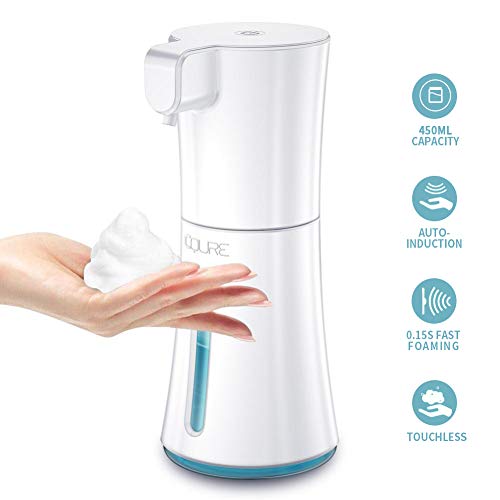 CQURE 450ml/15.2oz Automatic Soap Dispenser,Automatic Foaming Hand Free Soap Dispenser Touchless, Battery Operated