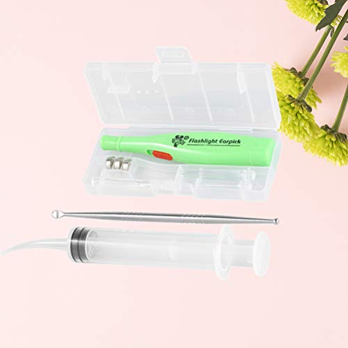HEALLILY Kit de limpador de cera de ouvido de aço inoxidável, seringa de limpeza de orelha (colher d