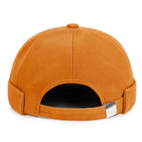 Image of 2 Pcs Mens Brimless Docker Cap Set - Retro Worker Sailor Skull Cap Beanie with Rolled Cuff