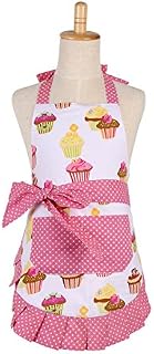 Cotton Kid's Apron with Pocket,Cupcake Apron,Kitchen Aprons for Home Baking or Cooking