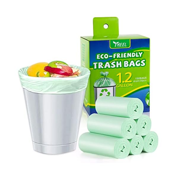 1.2 Gallon Small Trash bags: Small Trash bags Mini Bathroom Garbage Bags Fit 4.5 Liter Trash-Can-Liners for Bathroom Kitchen Office (150 Counts, Green)