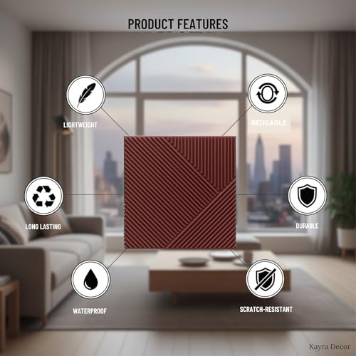 Image of Kayra Decor Kayra Decor 3D Wall Panel - USA Certified SGS Approved PVC Fluted Design, Ruby Rose Color 19.7 inch x 19.7 inch (Pack of 18) - Covers 48.51 Sq. Ft.