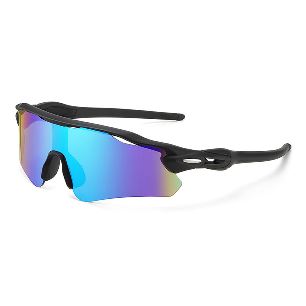 hermaner Semi-Rimless Sports Sunglasses Mens Women UV400 Protection Irregular One Coated Lens Windproof Goggles Personality Sunnies Cycling Running Skiing Mountaineer