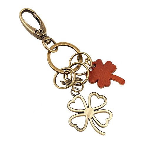 Preisvergleich Produktbild bigboba Retro weben Legierung Schlüsselanhänger Lucky Four Leaf Clover geformte Schlüsselanhänger Anhänger Collection Geschenk Schlüsselanhänger Handtasche KFZ-Dekoration 14 cm