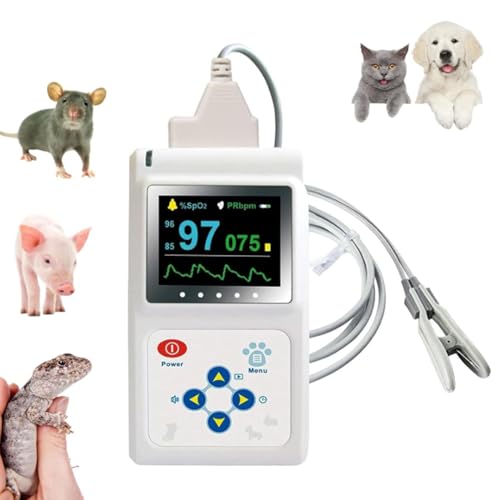 Oxímetro de pulso veterinario, equipo de pulsioxímetro digital portátil para animales, sonda lingual para perros y gatos, fácil de usar y monitor preciso.