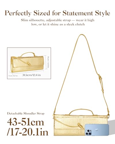 Image of Elegant Evening Clutch Purse for Women - Structured Crocodile PU Leather Handbag for Wedding & Formal Party