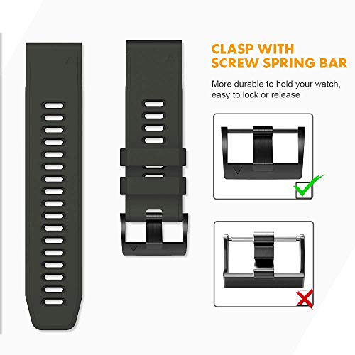 NotoCity Strap for Fenix 5x/6x/7x, 26mm Silicone Strap for Fenix 5x Plus/6x Pro/7x Pro/Fenix 3/HR, Descent MK1/2/3 - Image 4