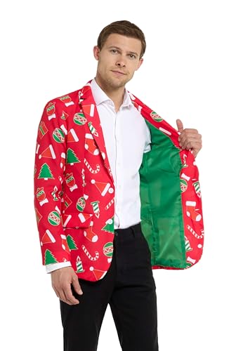 Offstream Men's Christmas Blazer - Ugly X-Mas Holiday Print Outfit - Only Suit Jacket4
