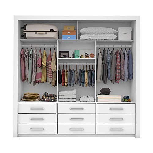 Guarda-Roupa Casal com Espelho Anjos 3PT 9GV Branco